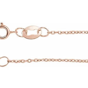 14K Rose Gold Chain, Diamond Cut Cable Chain, 1mm, 18&quot;, Pink Gold