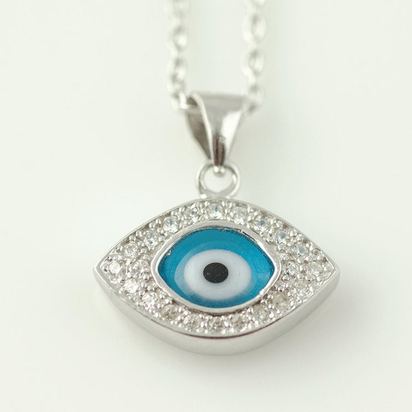 Evil Eye Necklace - Silver Evil Eye Necklace | Celebrity Style Evil Eye Necklace | Lucky Eye Necklace | Evil Eye Jewelry