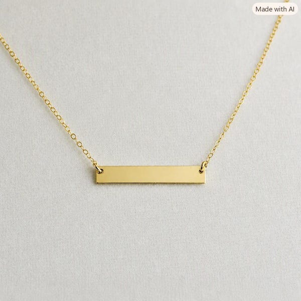 Personalized 14K Gold Bar Necklace: Engraved Name, Initials