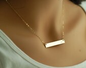14kt Gold BAR Necklace Engraved Name Initial Gold Bar Necklace 14K, Gold Name Bar Necklace, Gold Fill Sterling Silver