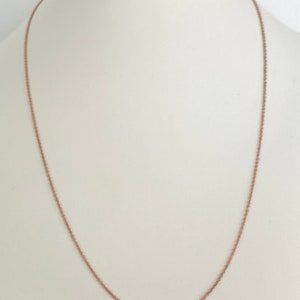 14K Gold Chain Cable, 1mm, Rose Gold Necklace Cable Chain  18&quot;, Pink gold