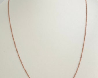 14K Rose Gold Cable Chain Necklace - 1mm, 18 Inch