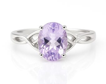 Lavender CZ Ring, Oval, Sterling Silver, 8x6mm