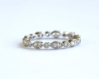 Art Deco Sterling Silver Eternity Band: CZ Stacking Ring