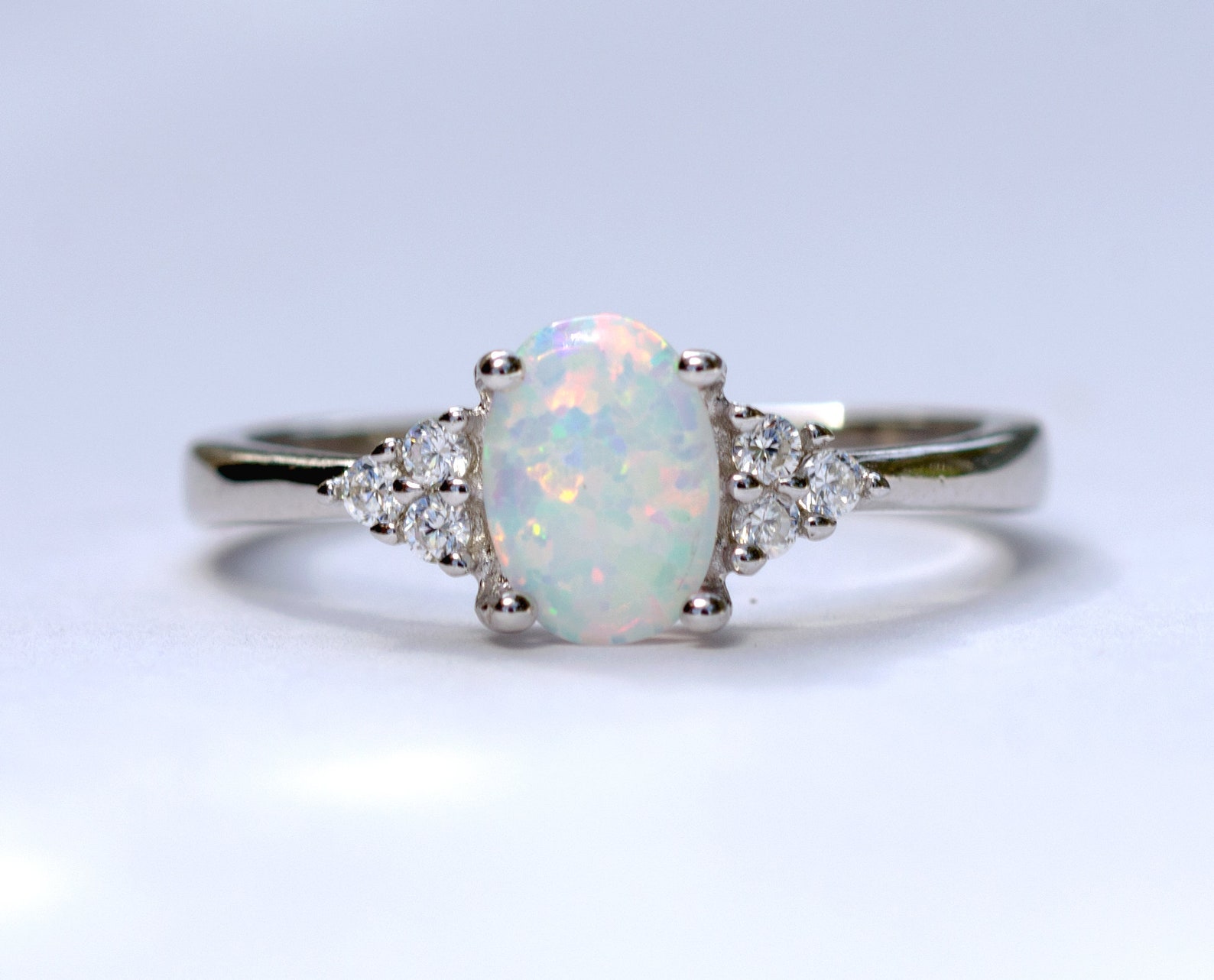 White Opal Ring White Fire Opal Ring Oval Opal Ring Promise - Etsy
