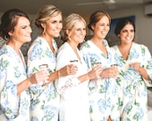 Bridesmaid Robes, Luxurious Short Kimono Robe - Hydrangea BLUE