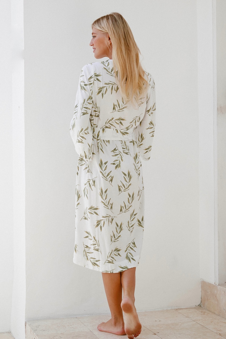 Maternity Kimono Robe 3/4 Length Kimono Robe Olive Leaf Etsy