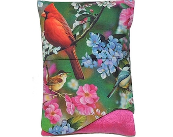 Birds and Flowers Tarot Bag, Nature Pattern Tarot Pouch, Silk Tarot Wrap, Mala Rosary Bag, Jewelry Bag, Lenormand Cards Bag, Gift Bag