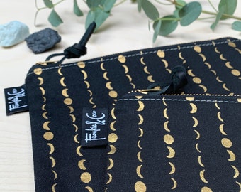 Pacific Zipper Pouch in Dark Metallic Moons Canvas