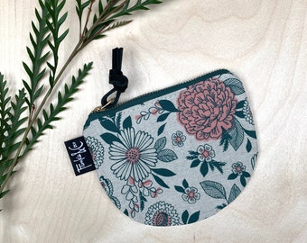 Richmond Half Moon Pouch in Emerald & Rose Floral Canvas