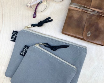 Pacific Zipper Pouch in Dark Gray Canvas