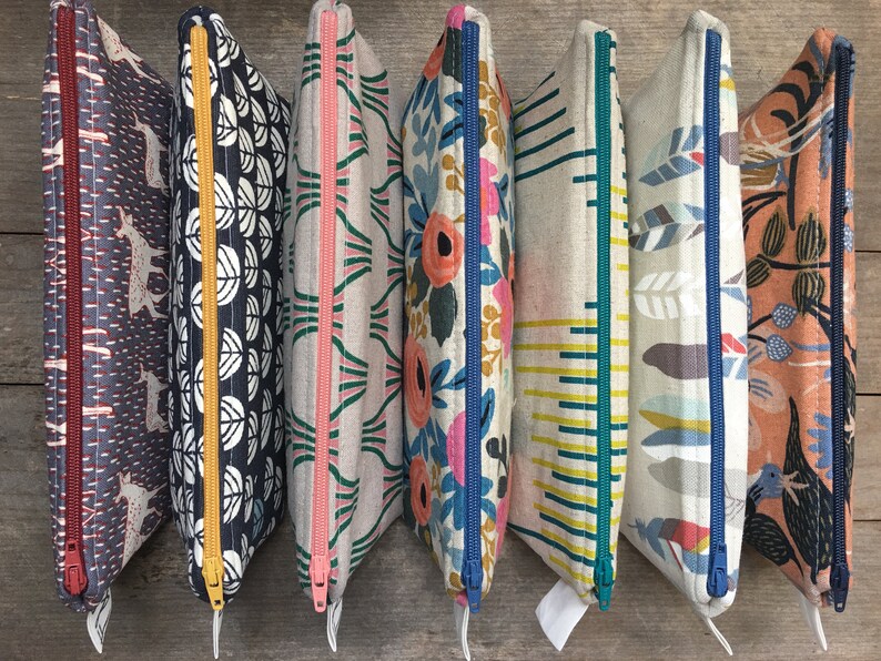 Organizer, Makeup Bag Pencil Pouch Bridesmaid Gift Accessory Bag Birds /& Floral Linen Cotton Canvas Pencil Case Back to School