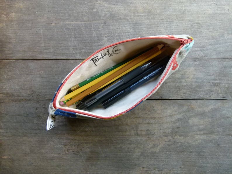 Organizer, Makeup Bag Pencil Pouch Bridesmaid Gift Accessory Bag Birds /& Floral Linen Cotton Canvas Pencil Case Back to School