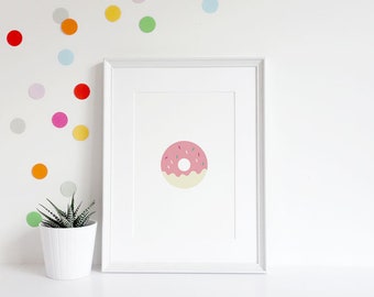 Pink Donut Downloadable Print - 8x10, Donut Art - Nursery Decor - Wall Art - Printable Art