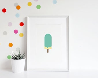 Teal Popsicle Downloadable Print - 8x10, Ice Cream Art - Nursery Decor - Wall Art - Printable Art -TTDT