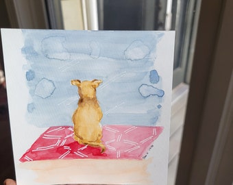Dog Art, 6x6 Watercolor Original Painting