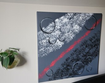 Surface Bubbles Acrylic Painting, 20x20 Canvas Art