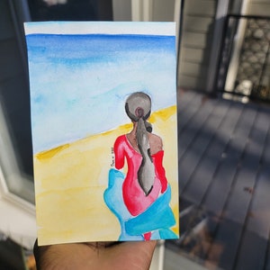 Beach Art, 4x6 Watercolor Original Painting