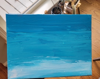 Beach Ocean Water Acrylic Painting, 9x12 Canvas Art