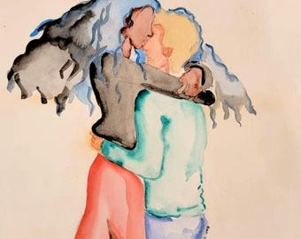 Watercolor Original Paper Painting, 8x8 Unframed Art