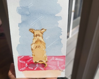 Dog Art, 4x6 Watercolor Original Painting