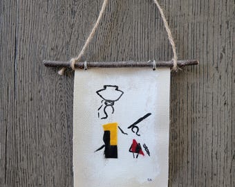 Tiny Original Acrylic Painting, African Art