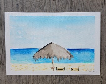 Beach Watercolor Painting, 6x9 Paper Art