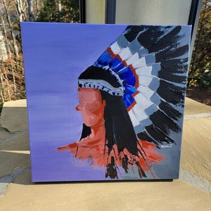 Native American Original Acrylic Painting, 12x12 Canvas Art - Etsy