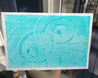 Water Drip Watercolor Painting, 6x9 Paper Art
