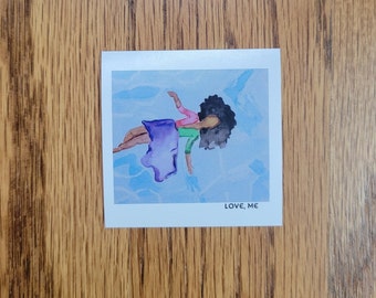 Floating Woman Sticker, Matte 2x2 Stickers