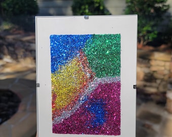 Glitter Original Abstract Art Decor, 5x7 Frame