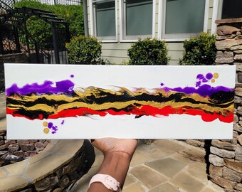 Modern Abstract Flag Acrylic Painting, Wall Decor, 6x18 Canvas Art