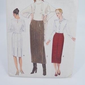 UNCUT Vogue 9572 Pattern, Skirt, Straight Tapered, Back Pleat Options, Contour Waist, Darted Front, Hips 38 to 42&quot;, Vtg 90s Sz 14, 16, 18