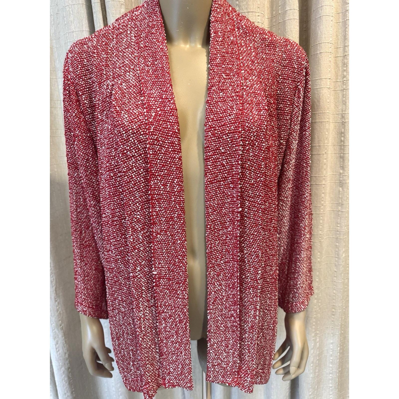 PANACHE Handwoven Dream Weaver Vintage Red White Swing Coat Jacket