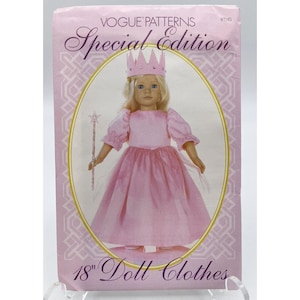 UNCUT Vogue 822 Pattern 18&quot; Doll Clothes, Special Edition, Princess Costume, Vogue Patterns, Original Pattern Vintage 90&#39;s