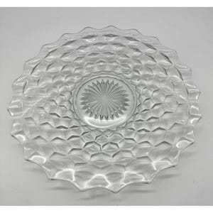 Vintage Fostoria American Cubist 11 3/4&quot; taart serveren Relish dienblad helder glas