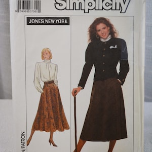 UNCUT Simplicity 8854 Pattern, Jones NY, Woman&#39;s Blouse, Skirt, Lined Jacket, Back Button Blouse, Flared Bias Cut Skirt, Bust 32.5&quot;, Vtg 80s