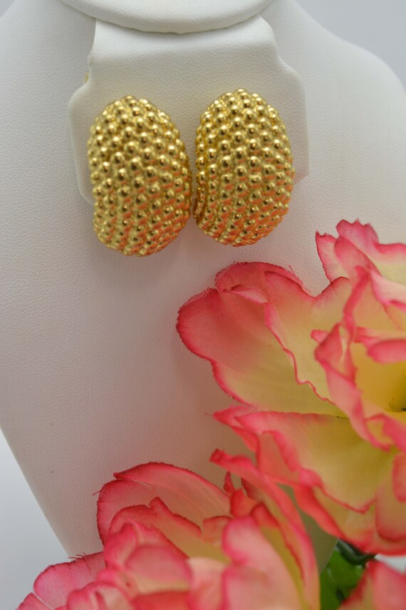 Gold Nubby Textured Earrings, REPLICA, Made In It… - image 8