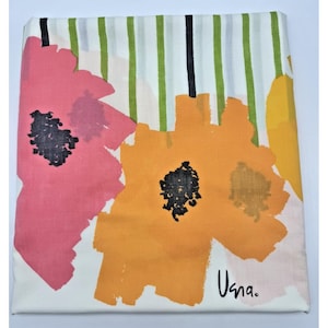 Sábana plana vintage VERA Burlington tamaño matrimonial con estampado de amapolas de tallo largo (81"x104"). LEER