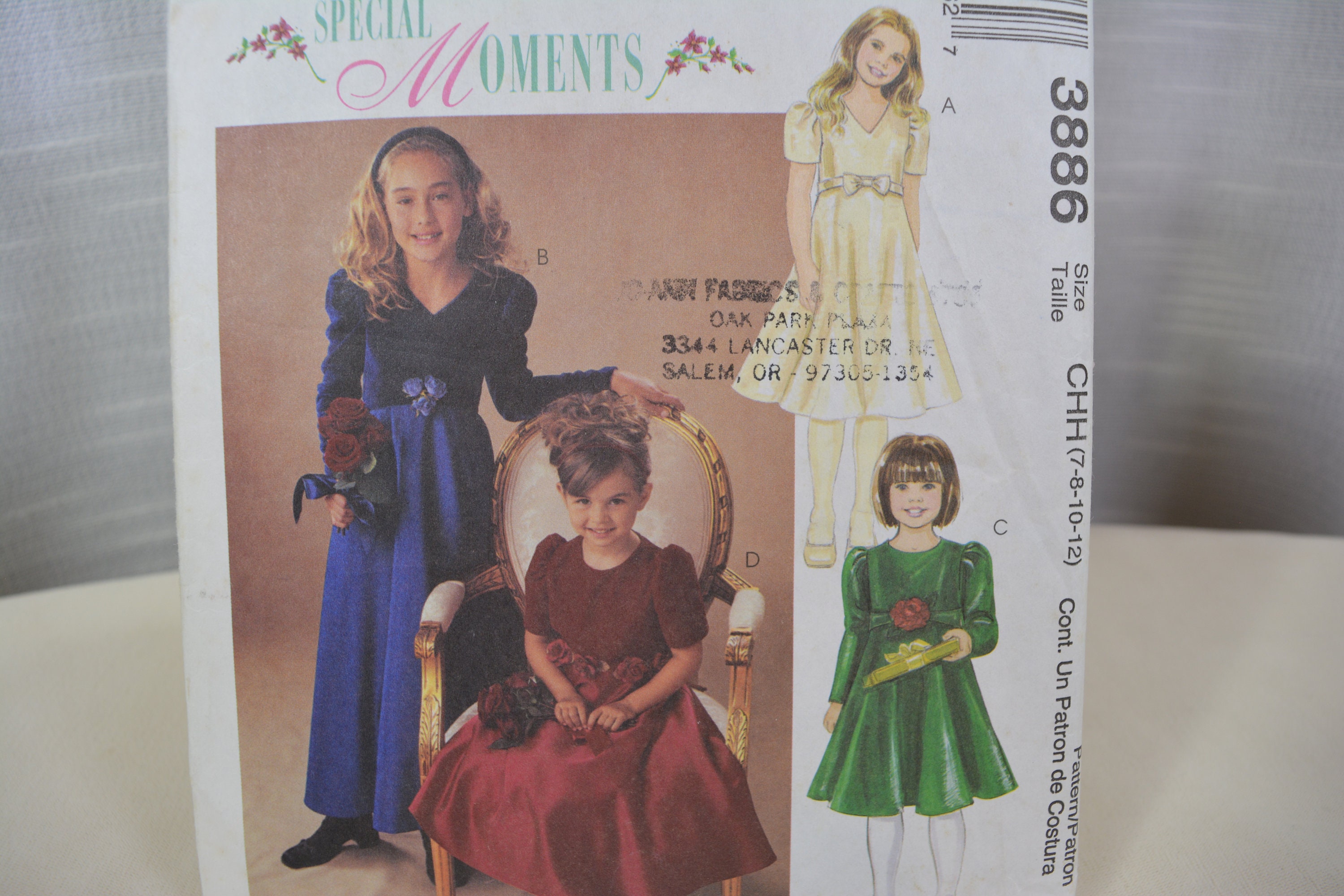 McCalls 3886 Special Moments Girls Flared Skirt Formal Dresses Sewing Pattern 