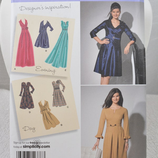 UNCUT Simplicity 2338 Pattern, Womans Dress, Two Lengths, Empire Raised Waist, V Neckline, Gathered Front, Bust 32.5 to 40", Size 10 to 18