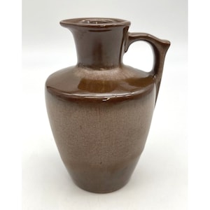 FRANKOMA Pottery, Pitcher or Creamer Jug, #838, Brown Satin, 5.25&quot; 12 ounce, Handled Pitcher, Vintage 50&#39;s