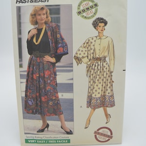 UNCUT Butterick 4231 Pattern, Dirndl Full Skirt, Gathered w/Waistband and Bonus Scarf w/Options, Bust 31.5 to 34", Size 8,10,12, Vtg 80's