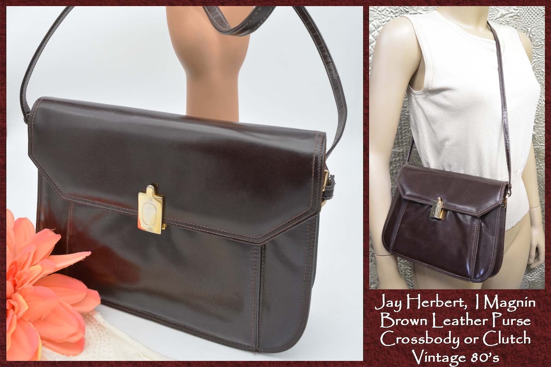 JAY HERBERT Brown Leather Handbag From I. Magnin Use as Etsy