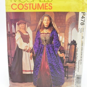 UNCUT McCalls P476 Pattern, PLUS Size, RENAISSANCE Costume, Cosplay, Peasant Blouse, Skirt, Corset Top, Veil Hat, 18W to 22W, Bust 40 to 44&quot;