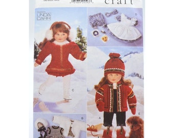 UNCUT Vogue Craft 9579 Pattern, 18" Doll Clothes, Winter Wardrobe, Linda Carr Design, For Dolls Like American Girl, VTG 90's