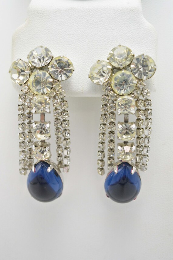 Chandelier Dangle Drop Earrings, Blue Sapphire Te… - image 10