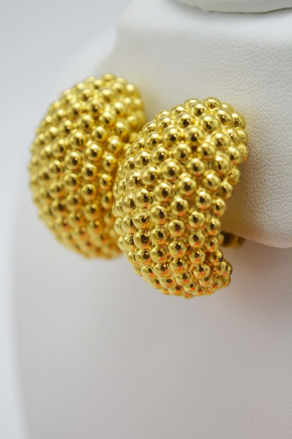 Gold Nubby Textured Earrings, REPLICA, Made In It… - image 4