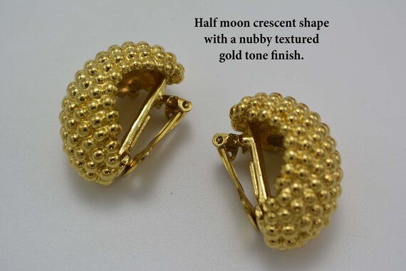Gold Nubby Textured Earrings, REPLICA, Made In It… - image 7