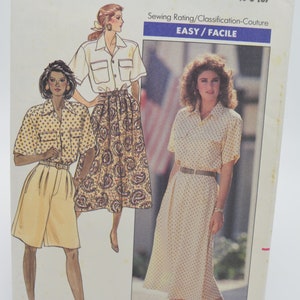 Könnte beinhalten: Ein Vintage-Schnittmuster für ein Damen-Oberteil und einen Rock. Das Schnittmuster ist von Butterick und für die Größen 6-8-10. Das Schnittmuster ist als einfach zu nähen gekennzeichnet.